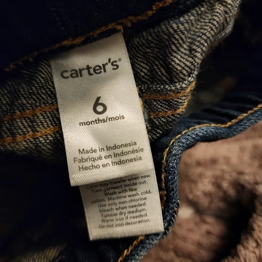 Carter's Denim Blue Jeans Infant Size 6 Months 100% Cotton Classic Baby Cute EUC